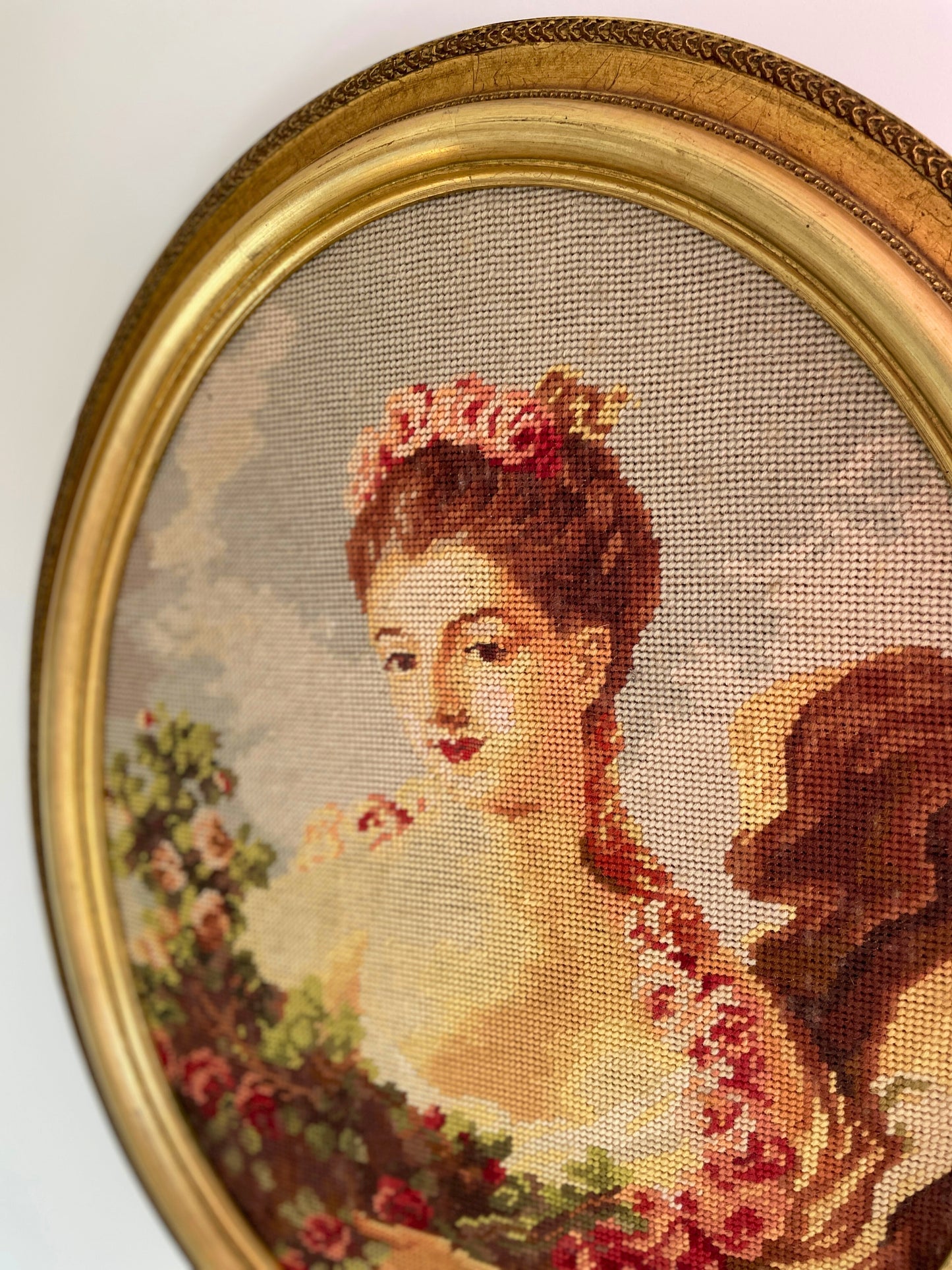 Tableau brodé vintage Ohmabergere