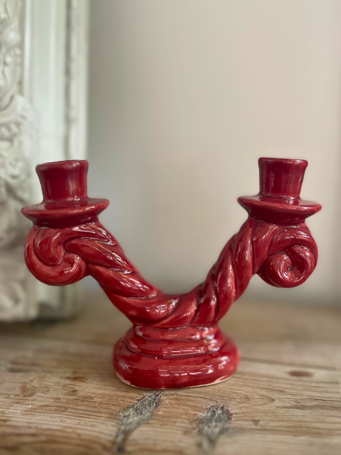 Bougeoir double en céramique - années 50 Ohmabergere