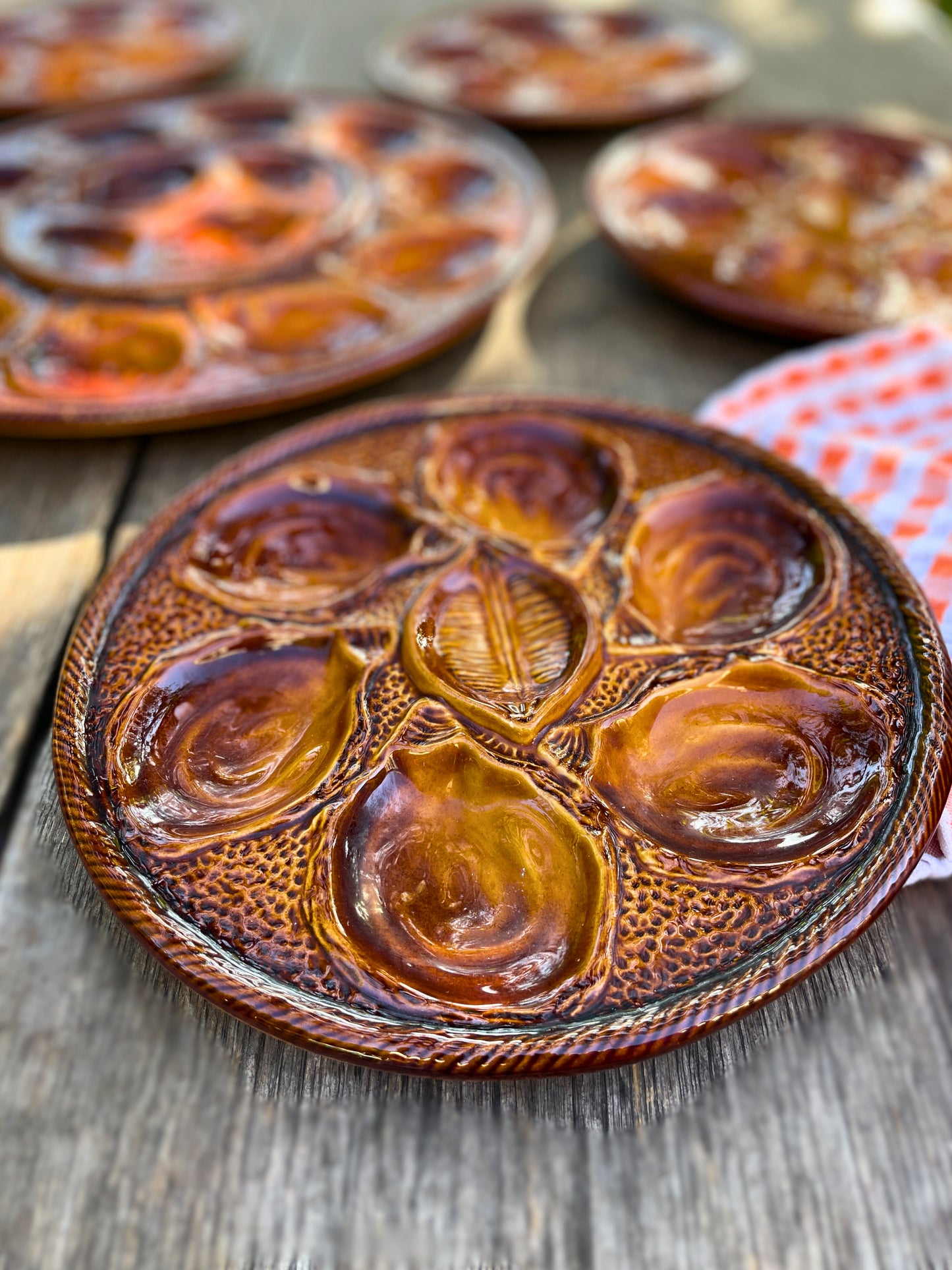 Assiettes à huîtres céramique St Clément Ohmabergere