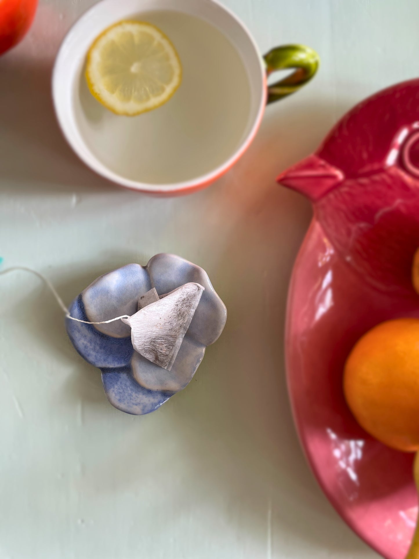 Coupelle repose sachet de thé fleur Ohmabergere