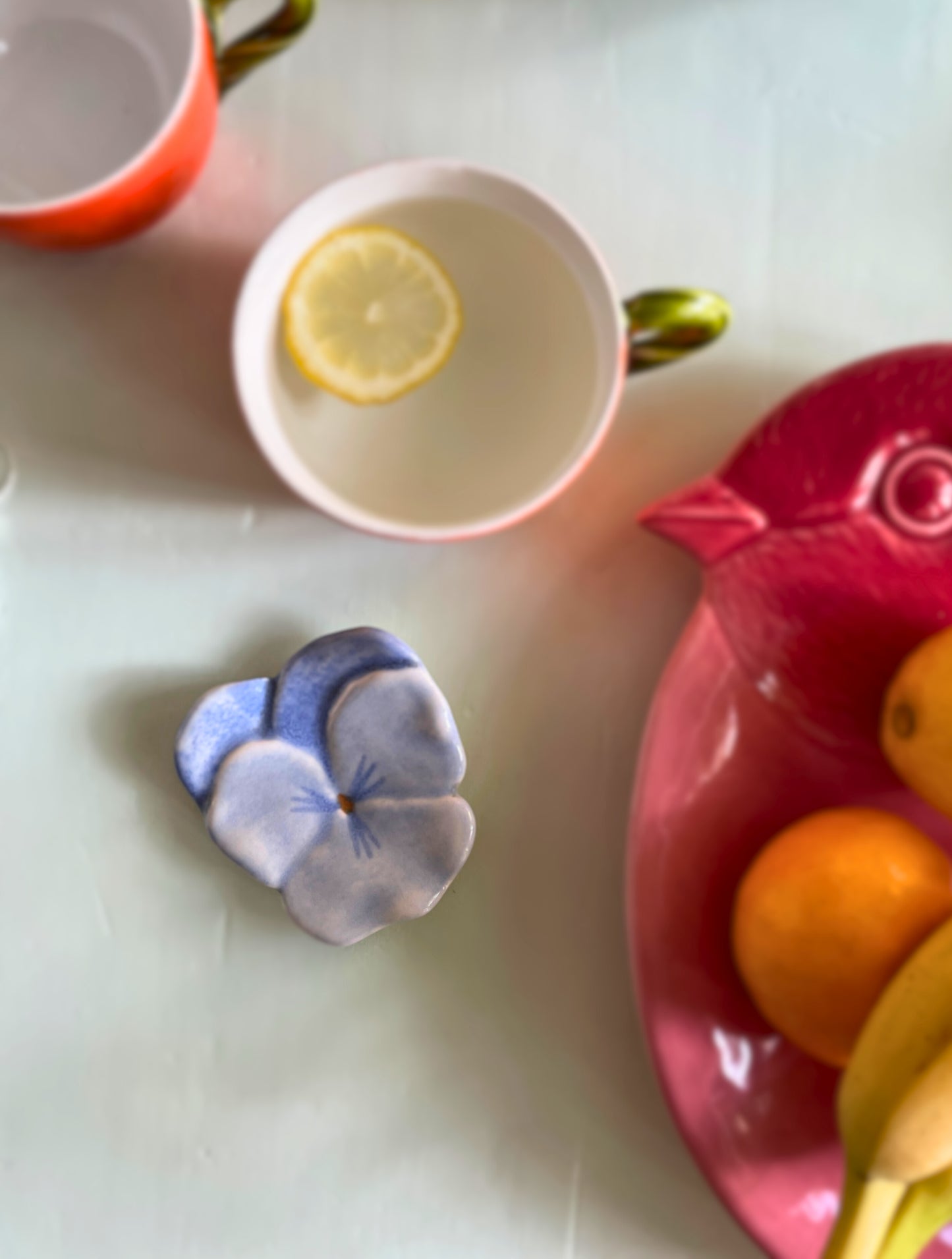 Coupelle repose sachet de thé fleur Ohmabergere