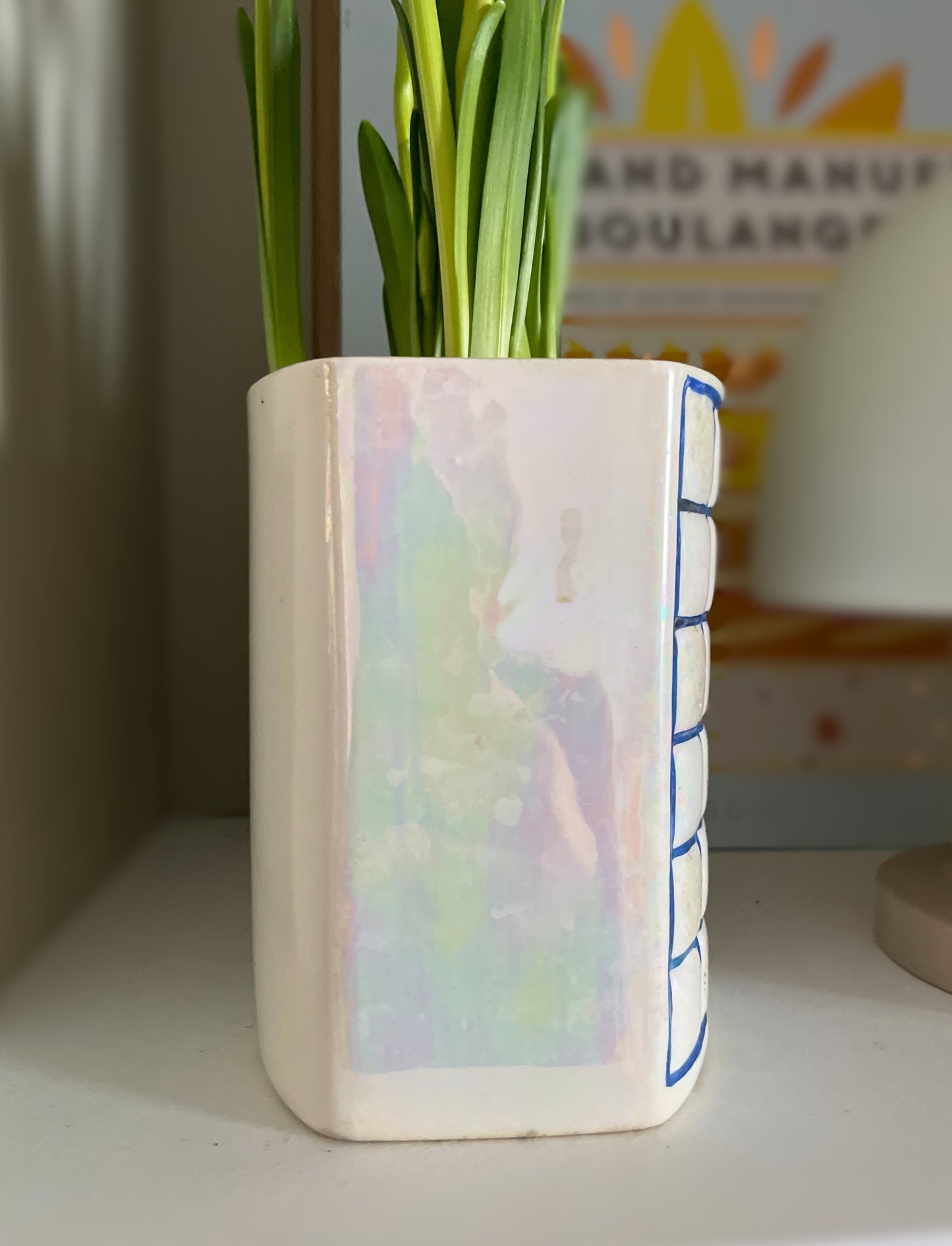 Cache pot vase quadrillage Ohmabergere