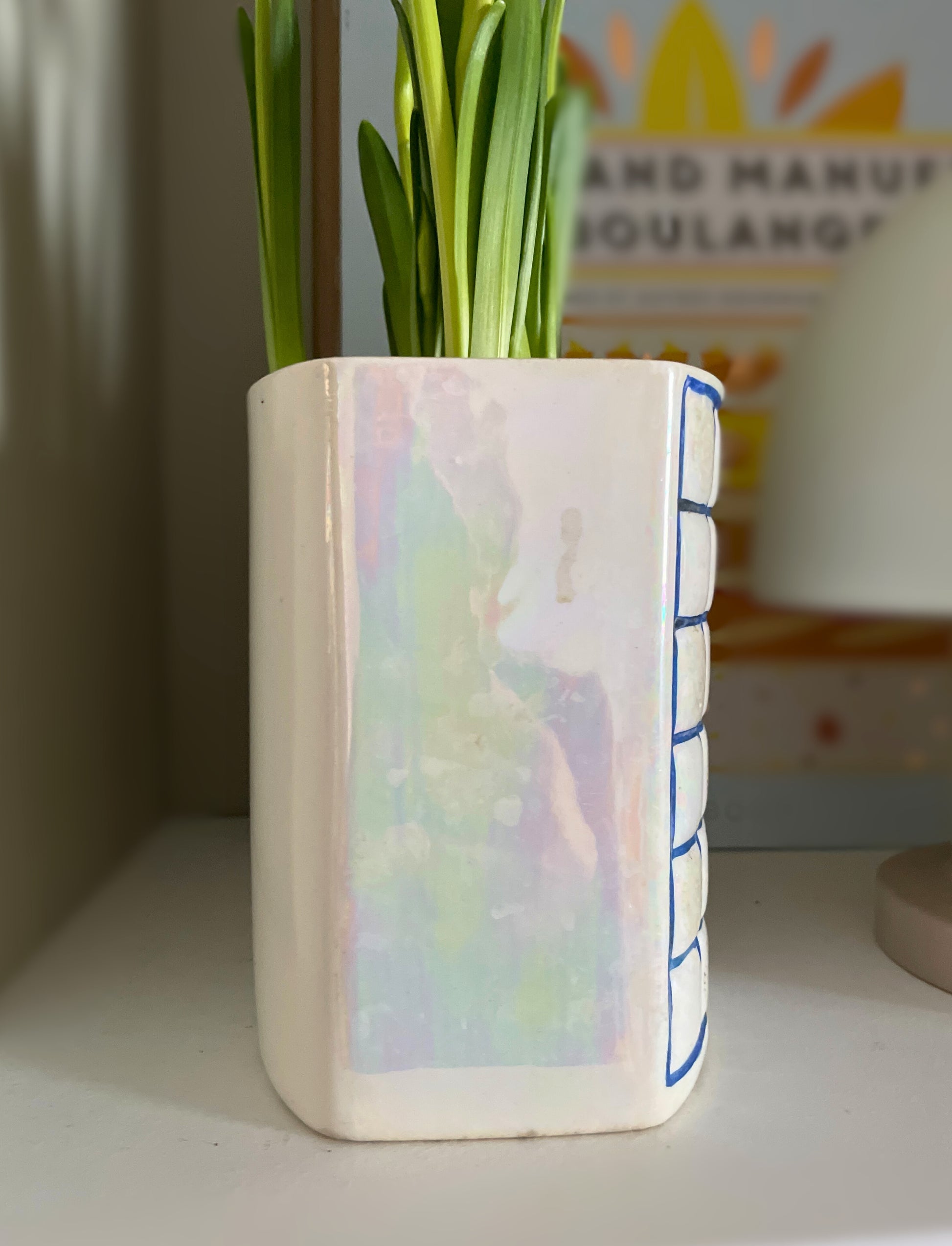 Cache pot vase quadrillage Ohmabergere