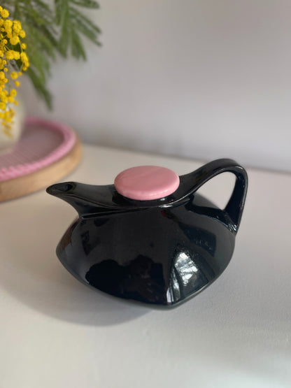 Théière céramique noire et rose Ohmabergere