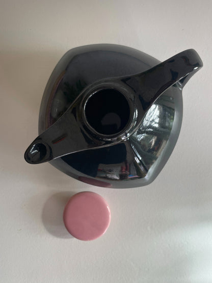 Théière céramique noire et rose Ohmabergere
