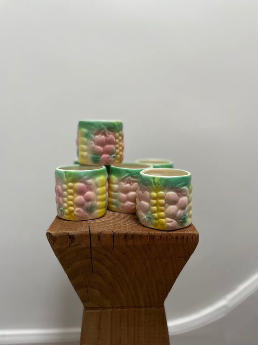 Set de 6 tasses barbotine fruits Ohmabergere
