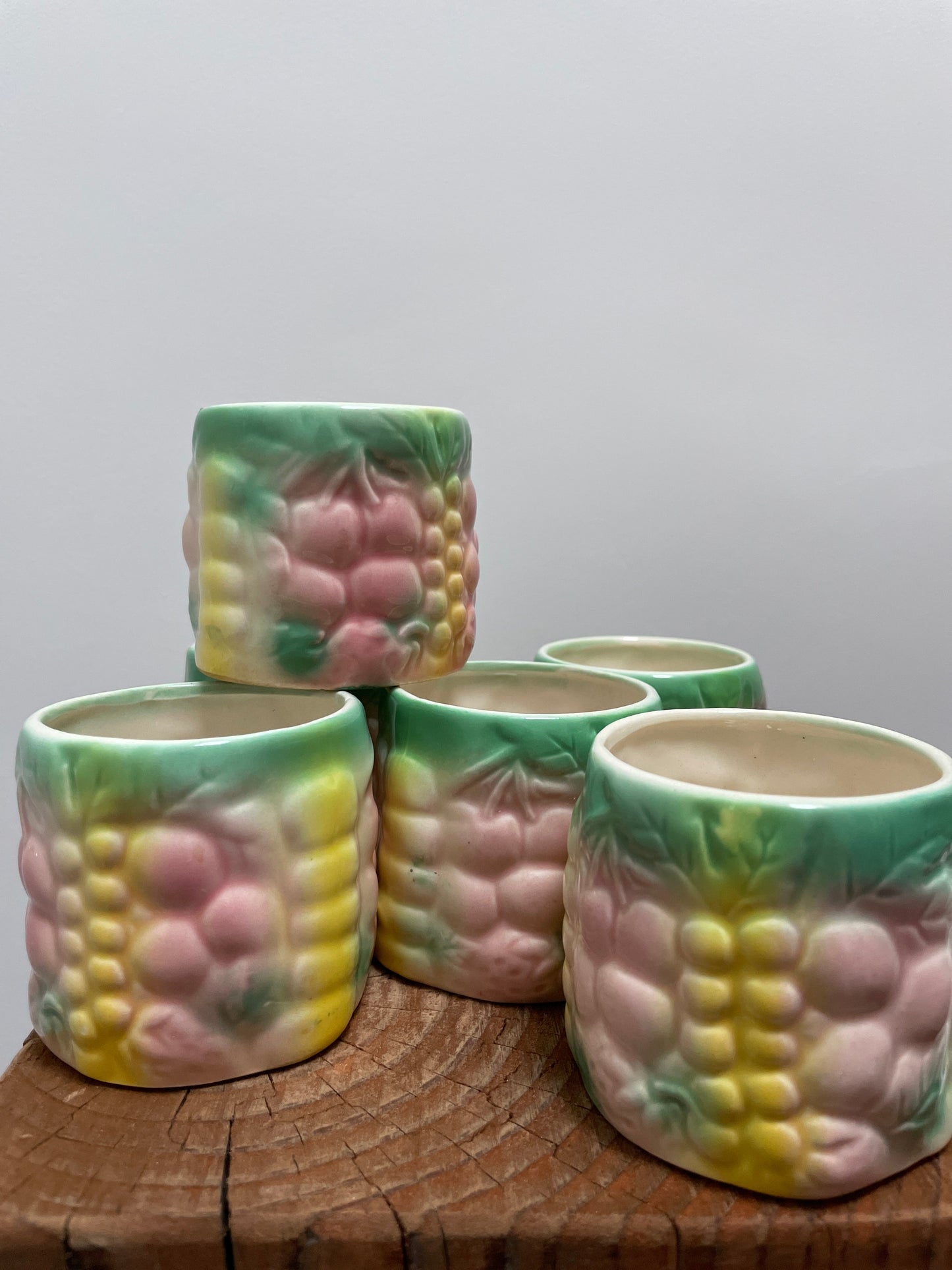Set de 6 tasses barbotine fruits Ohmabergere