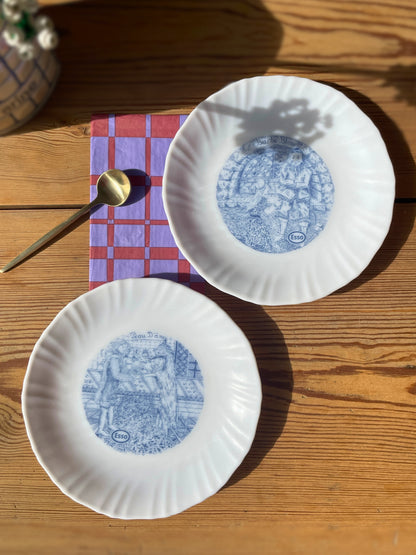 Duo assiettes publicitaires Esso Ohmabergere