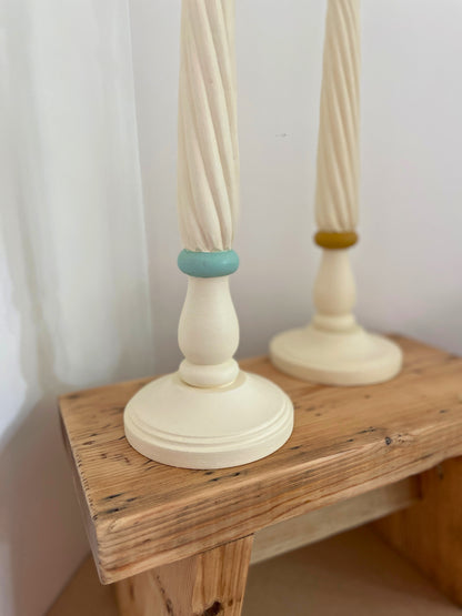 Duo bougeoirs bois Ohmabergere