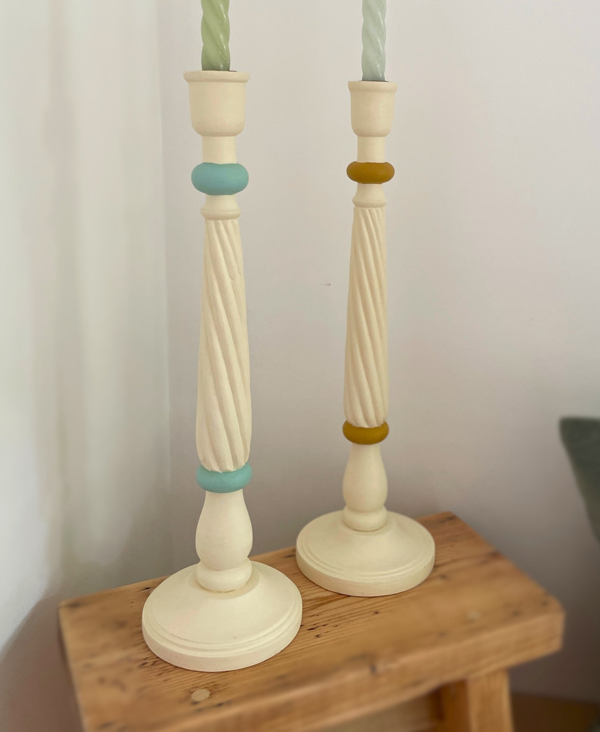 Duo bougeoirs bois Ohmabergere