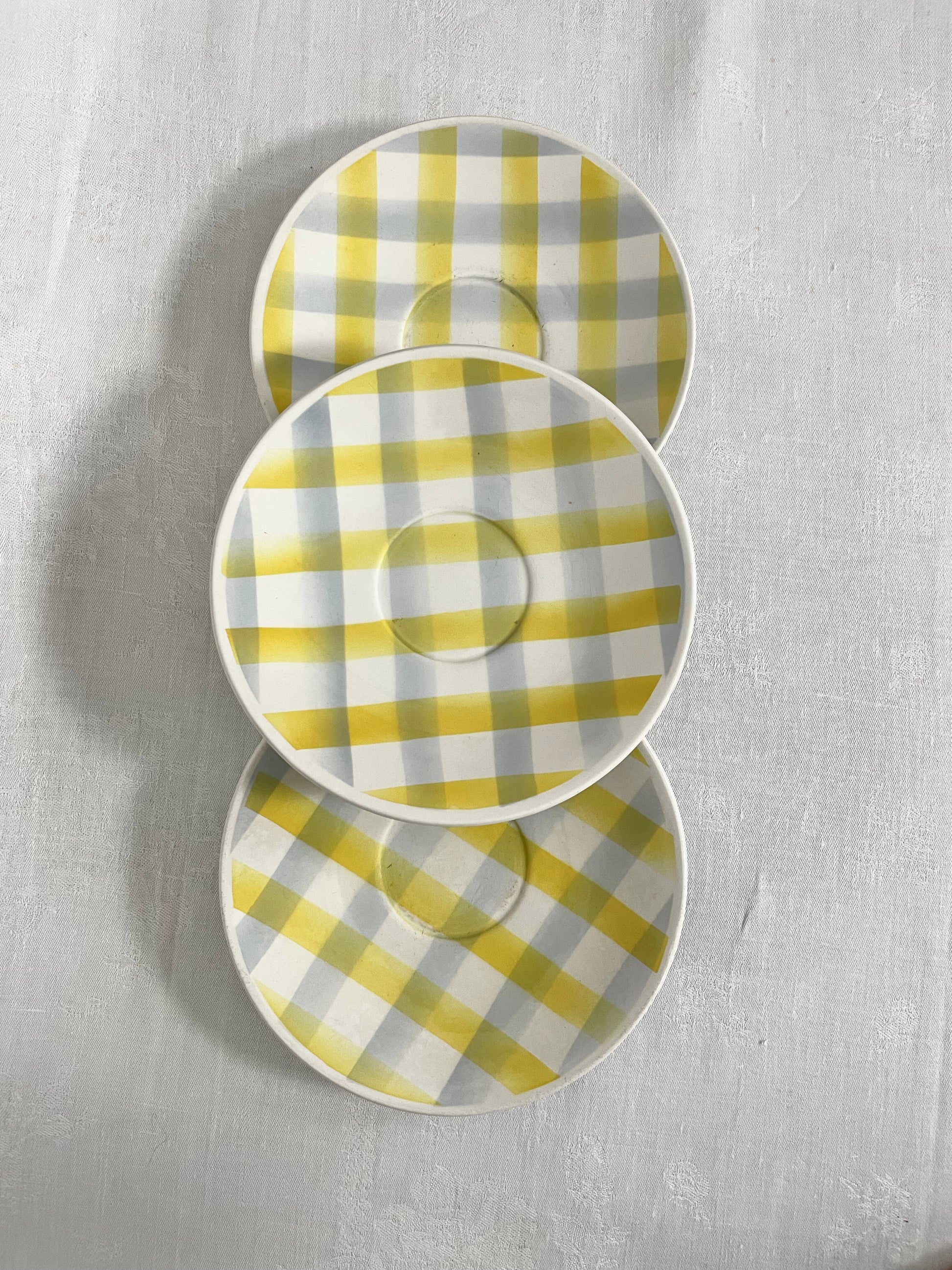 Set de 3 petites assiettes à carreaux Ohmabergere