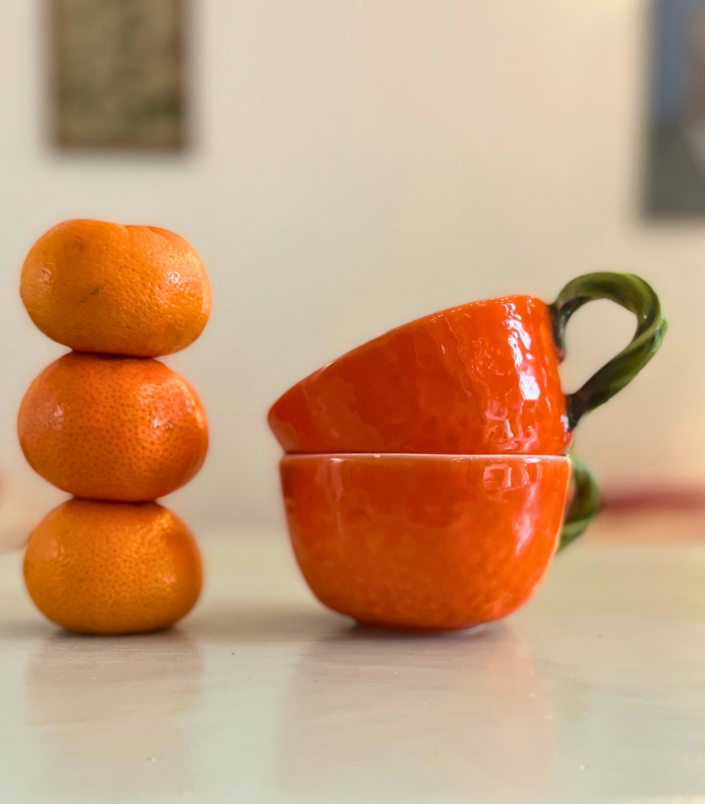 Duo tasses forme orange Ohmabergere