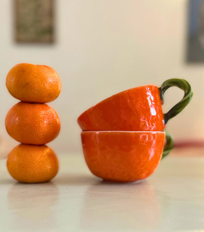 Duo tasses forme orange Ohmabergere