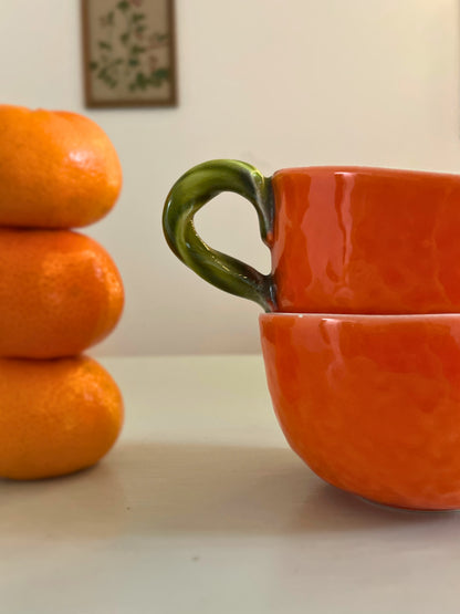 Duo tasses forme orange Ohmabergere
