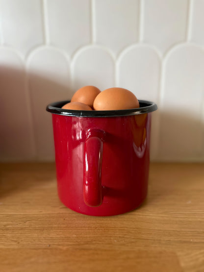 Pichet tôle émaillée rouge Ohmabergere