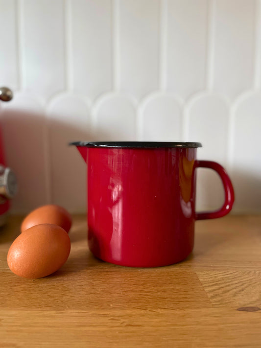 Pichet tôle émaillée rouge Ohmabergere